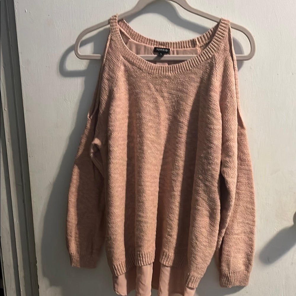 Pink Rose Off-the-Shoulder Sweater in Pink